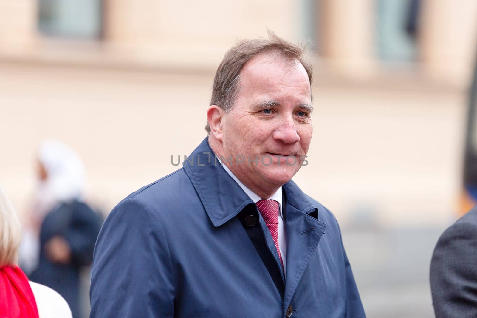 UMEA, SWEDEN - MAY 1, 2019 - Stefan Löfven Prime Minister of Sweden walking through the streets on 1st of May parade in Umeå.