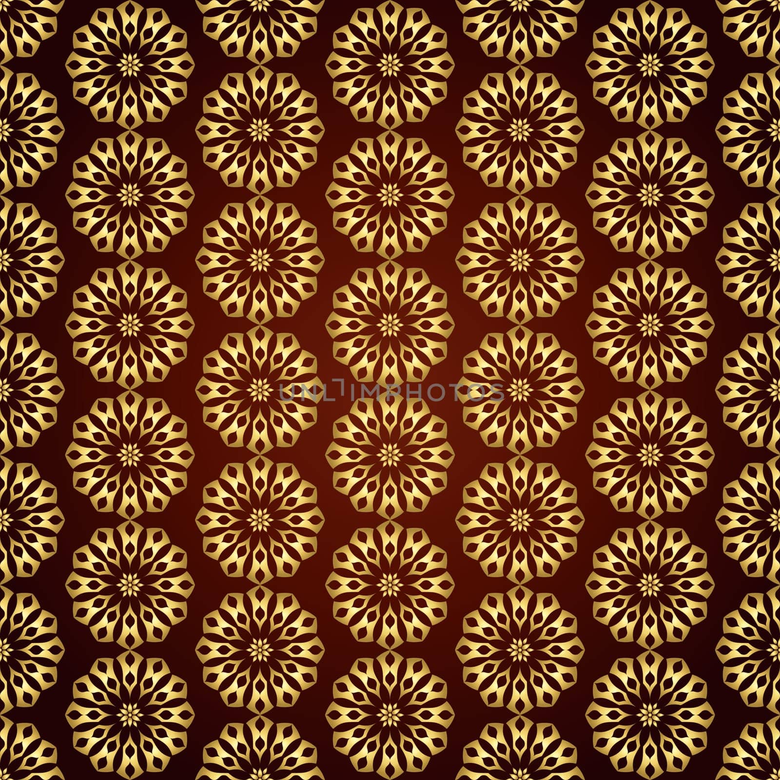 Gold Vintage blossom and modern shape pattern on pastel background. Classic bloom pattern style for design