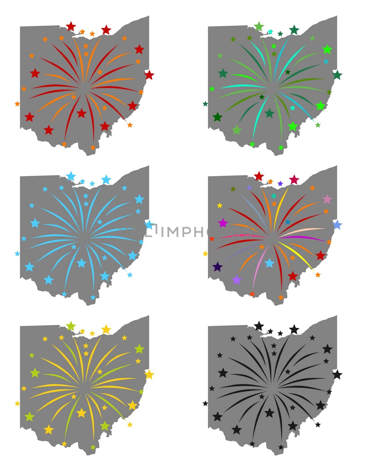 Karte von Ohio mit Feuerwerk