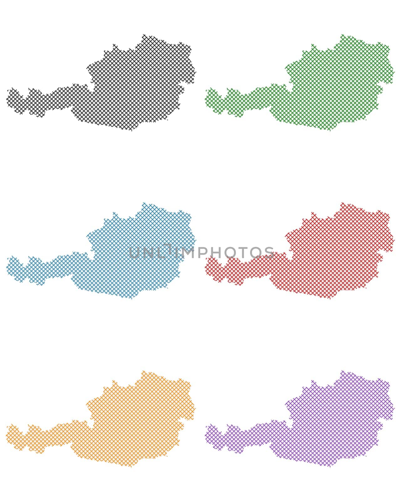 Karten von Österreich auf einfachem Kreuzstich