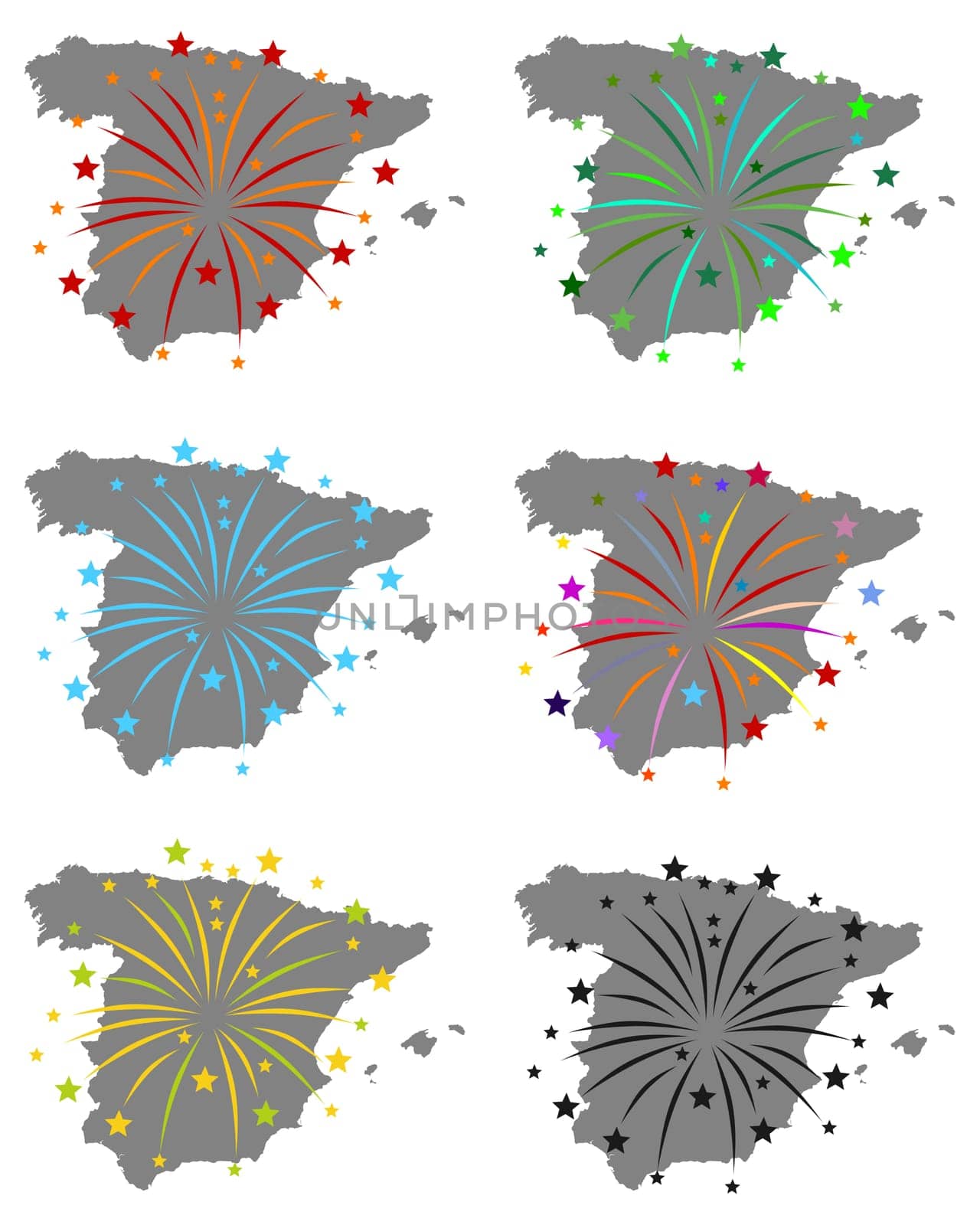 Karten von Spanien mit Feuerwerk