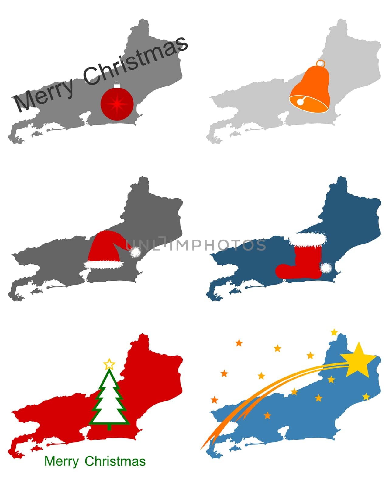 Karten von Rio de Janeiro mit Weihnachtssymbolen