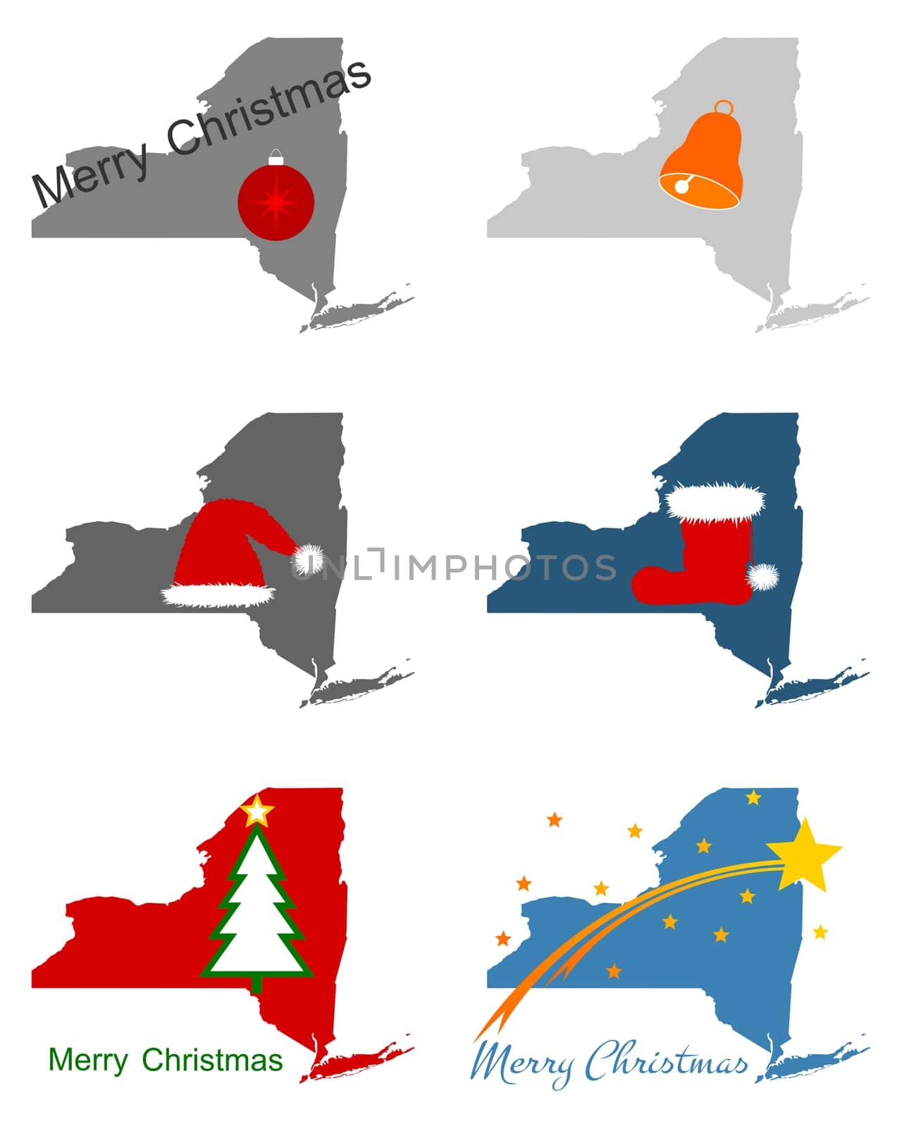 Karten von New York mit Weihnachtssymbolen