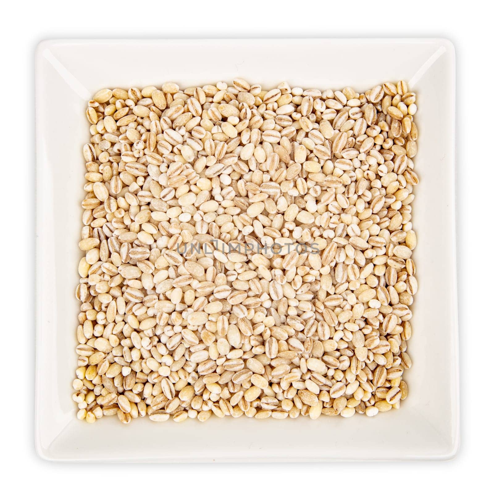 Pearl Barley in a bowl isolated on white background