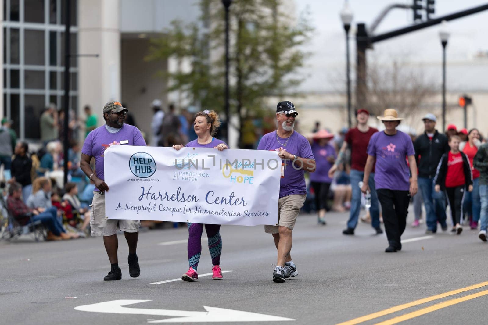 Wilmington, North Carolina, USA - April 6, 2019: The North Carolina.Azalea Festival, People Promoting Harrelson Center, nonprofit Humanitarian Services