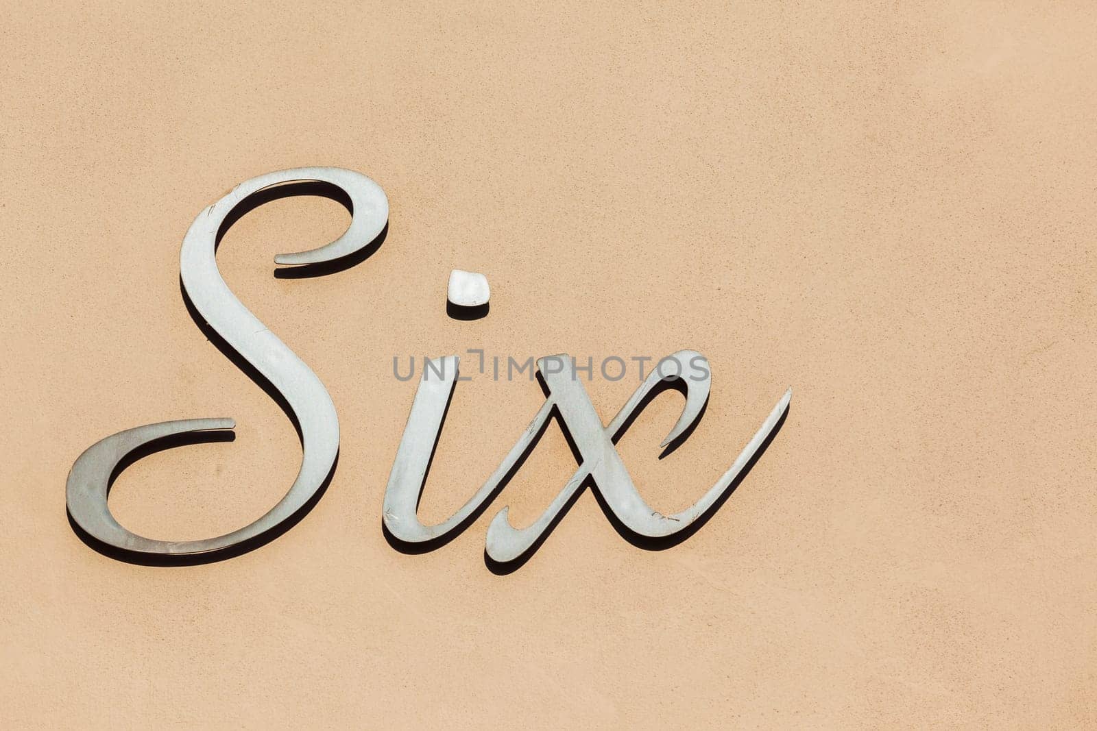 Number six sign metal plate decor black and white.