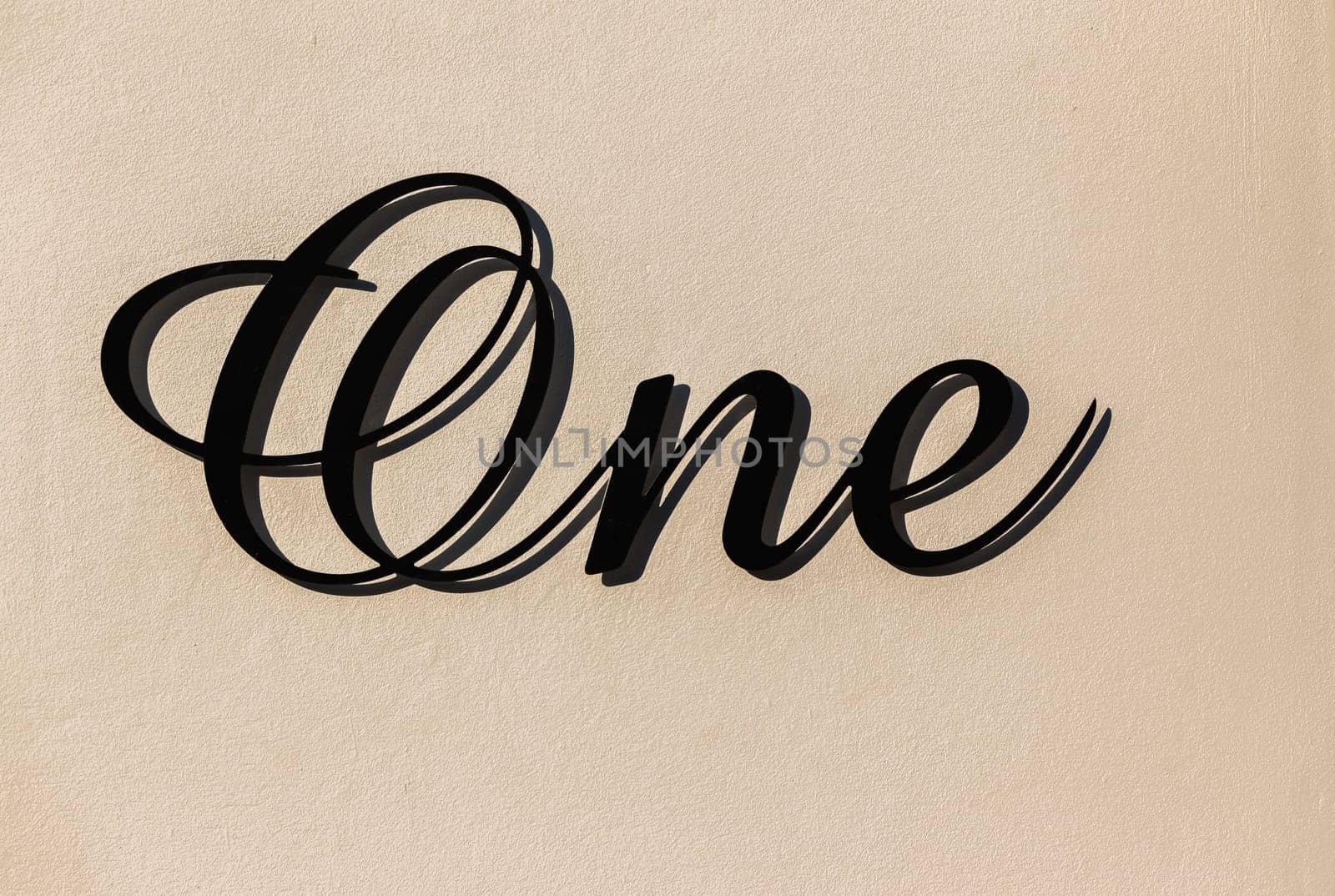 Number One sign metal plate decor black and white.