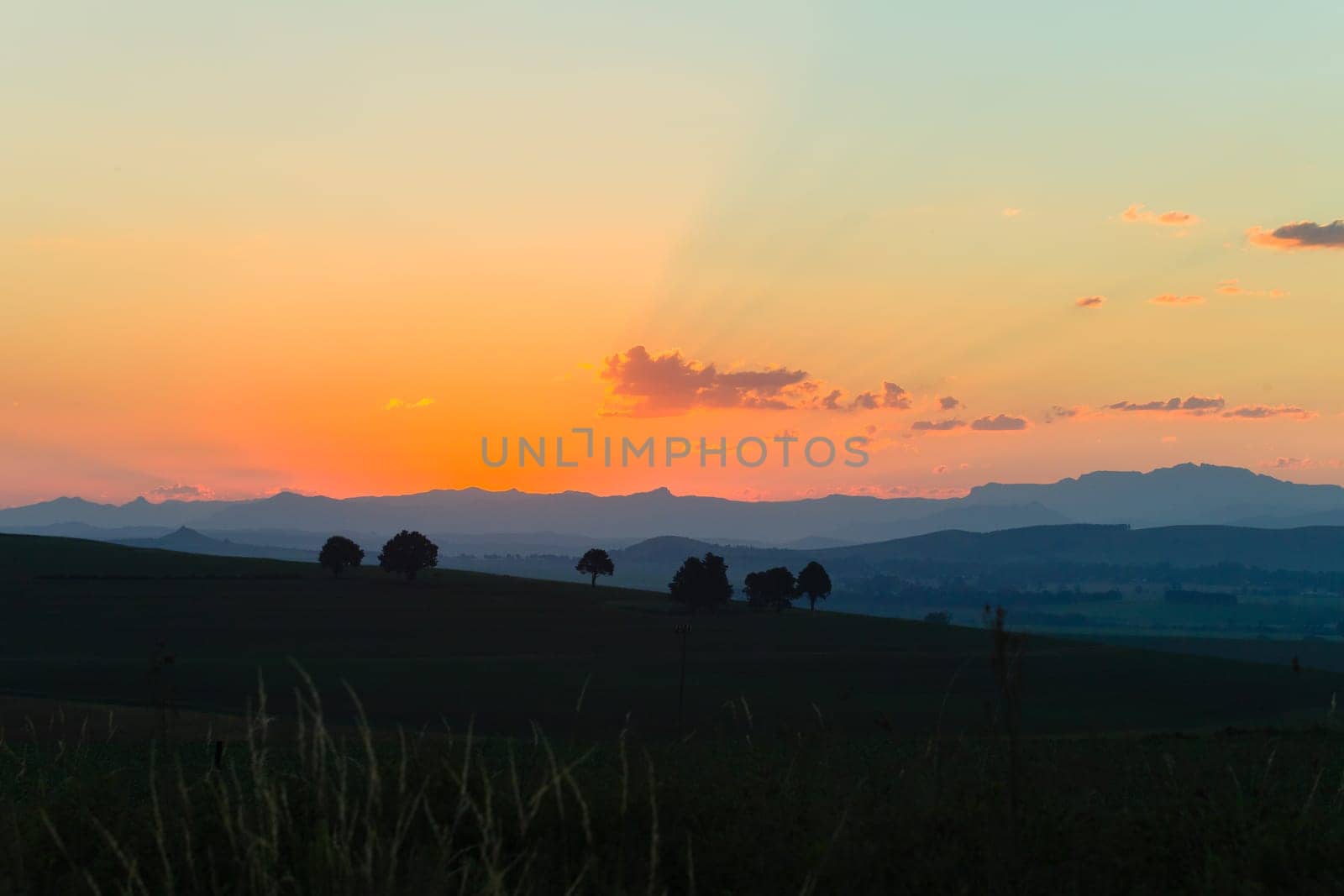 Mountains Farmlands Sunset summer scenic landscape contrasts