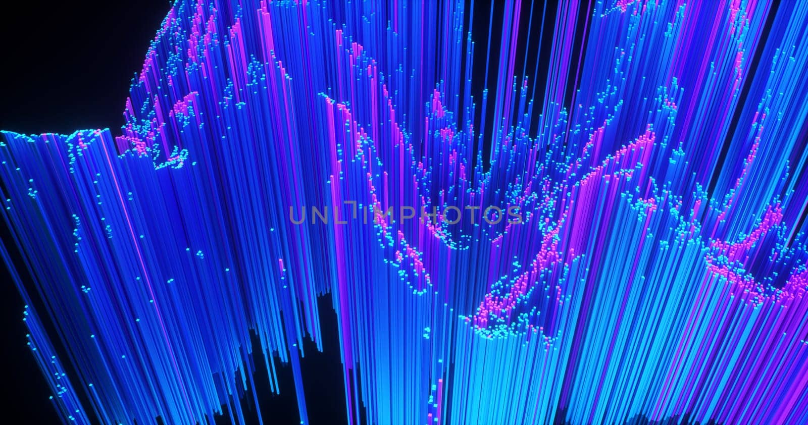 Abstract big data background wallpaper design. Motion pattern texture with shine colorful lines and cubes. Modern light shiny backdrop. 3D render