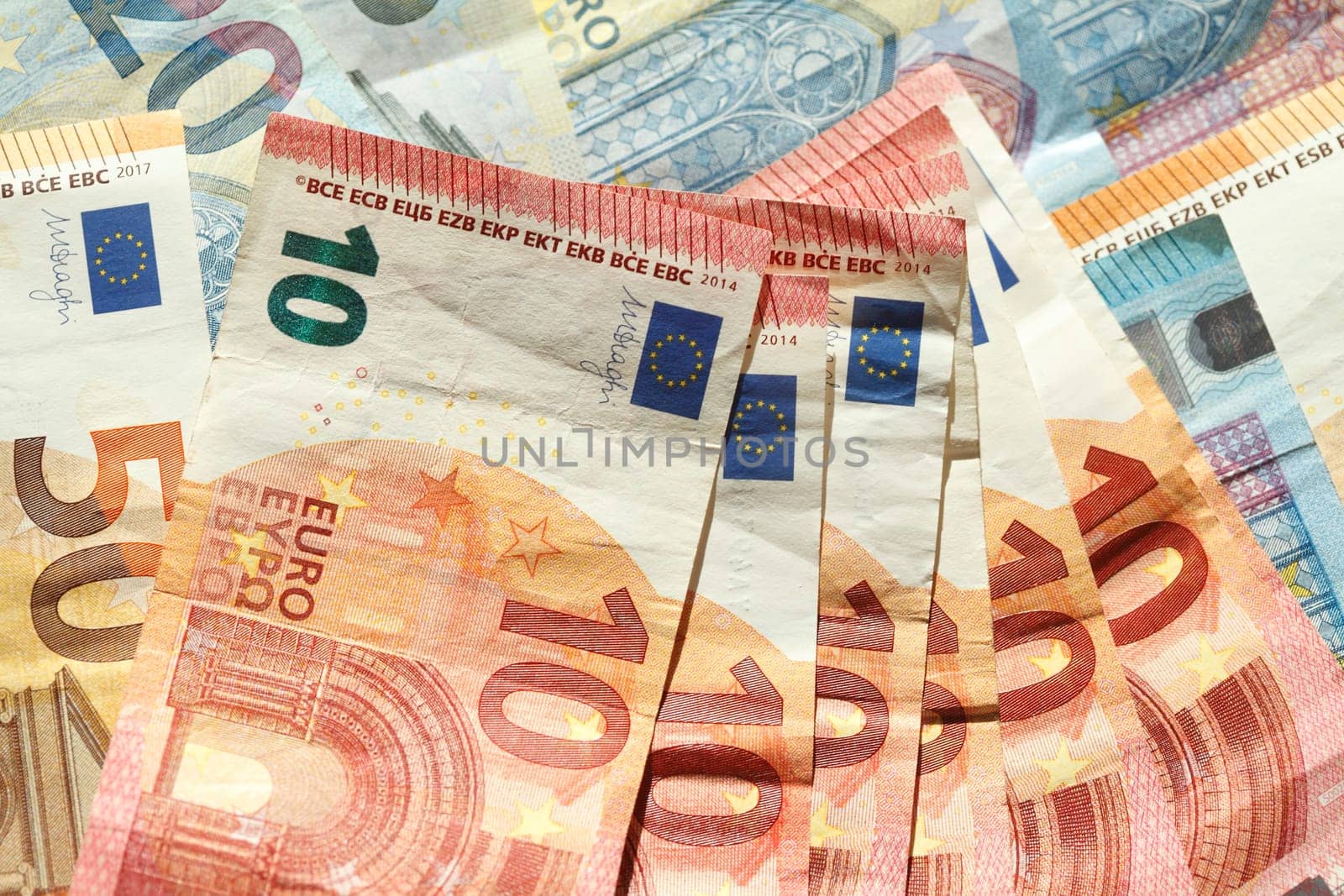 Banknotes with ten Euro notes, Euro banknotes, Germany- Europe