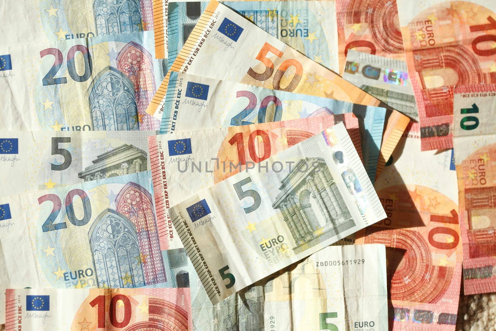 Banknotes with ten Euro notes, Euro banknotes, Germany- Europe