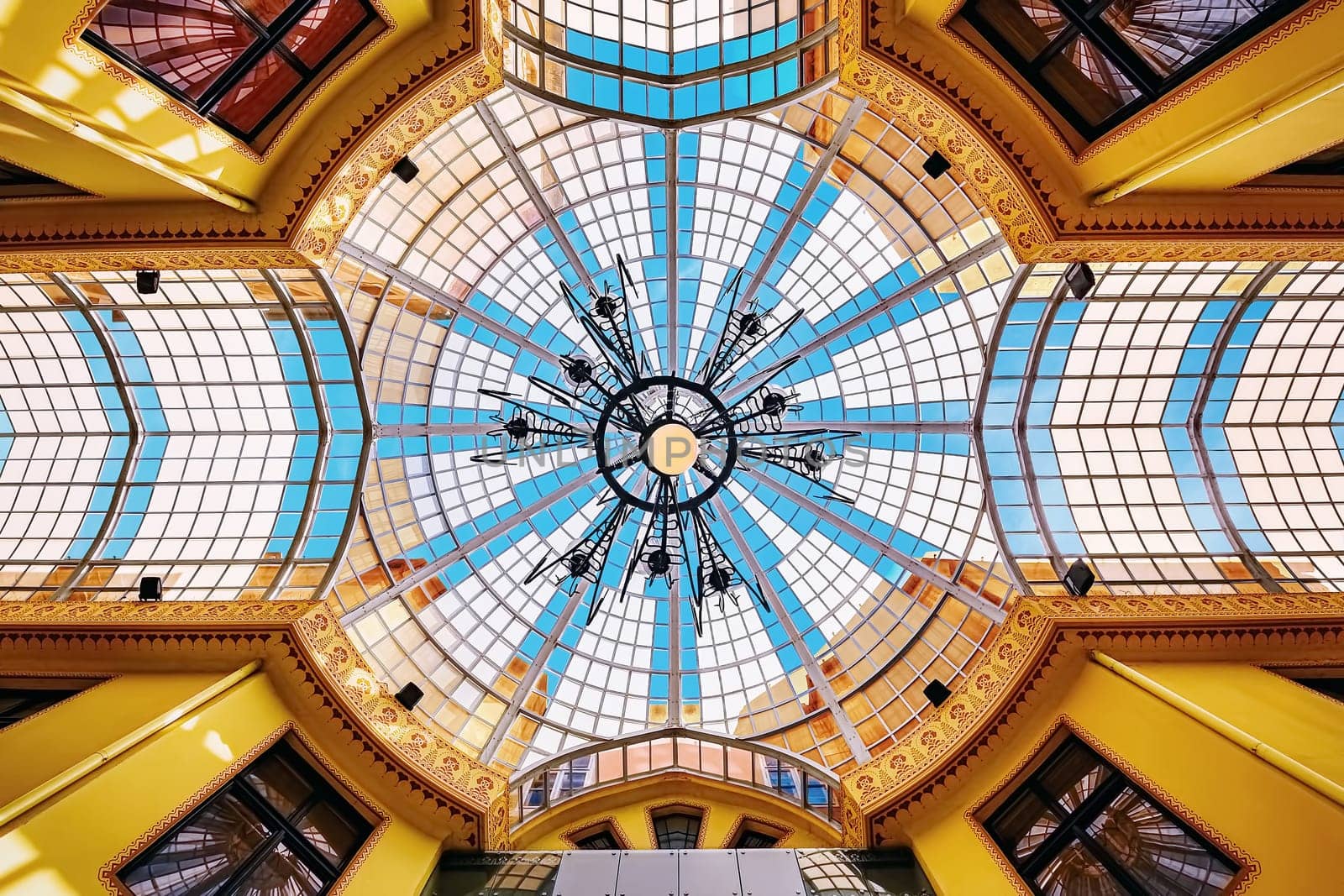 Glass roof of an Old passage in Oradea (capital city of Bihor County and Crisana region), Romania