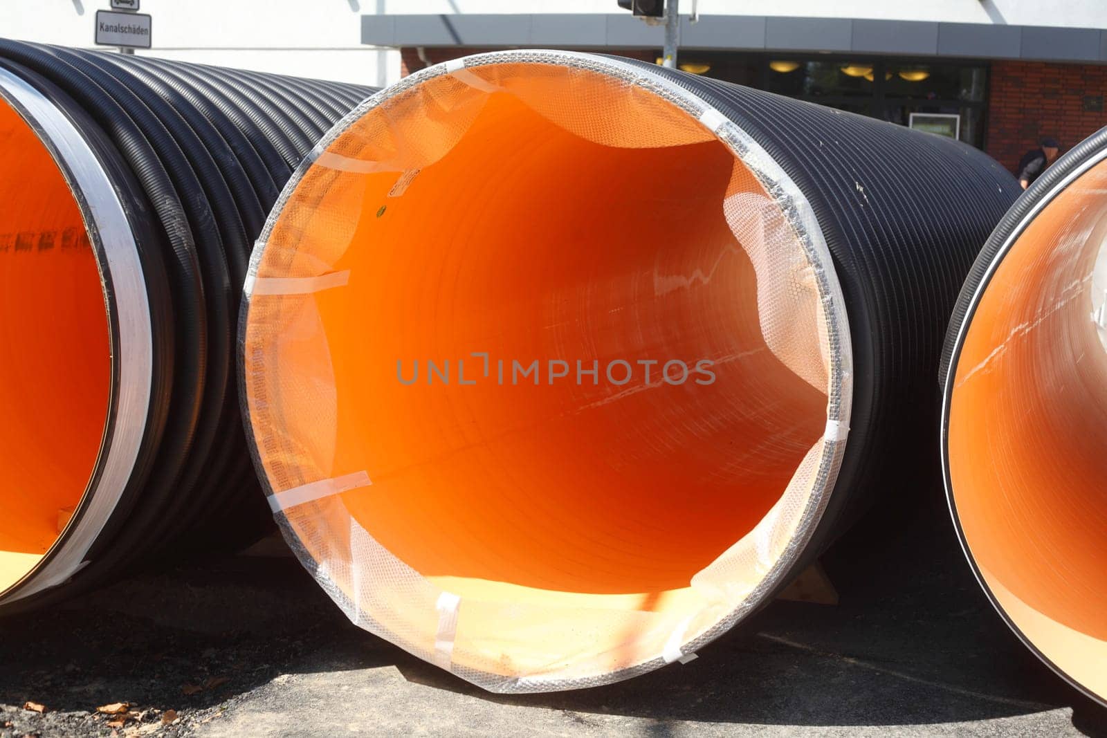 Sewer pipes on a construction site, Germany