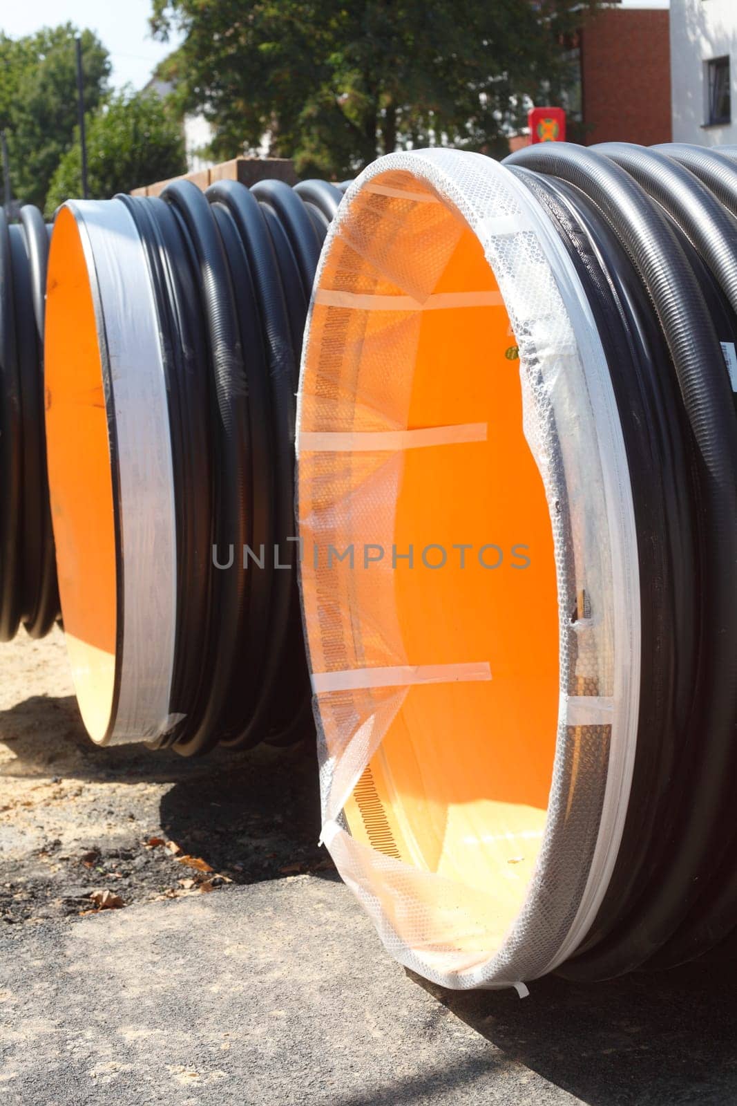 Sewer pipes on a construction site, Germany