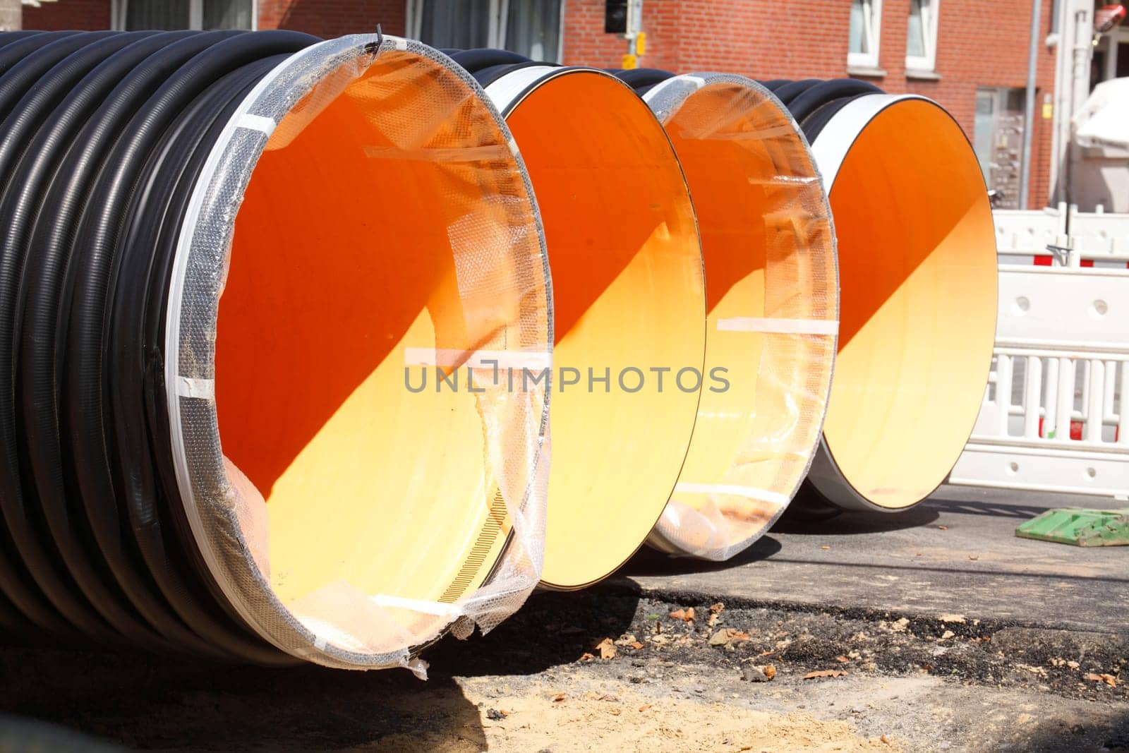 Sewer pipes on a construction site, Germany