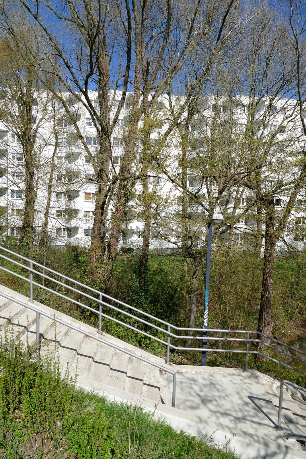 Residential house, skyscraper, trees, Vahr, Bremen