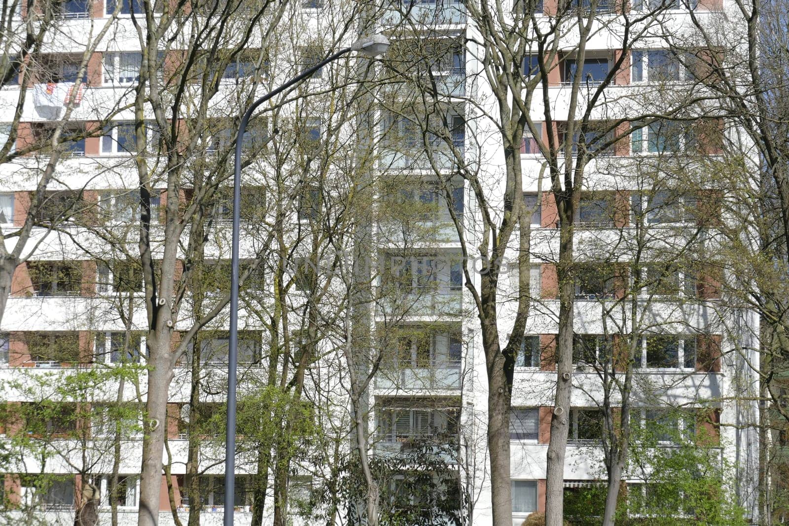 Residential house, skyscraper, trees, Vahr, Bremen