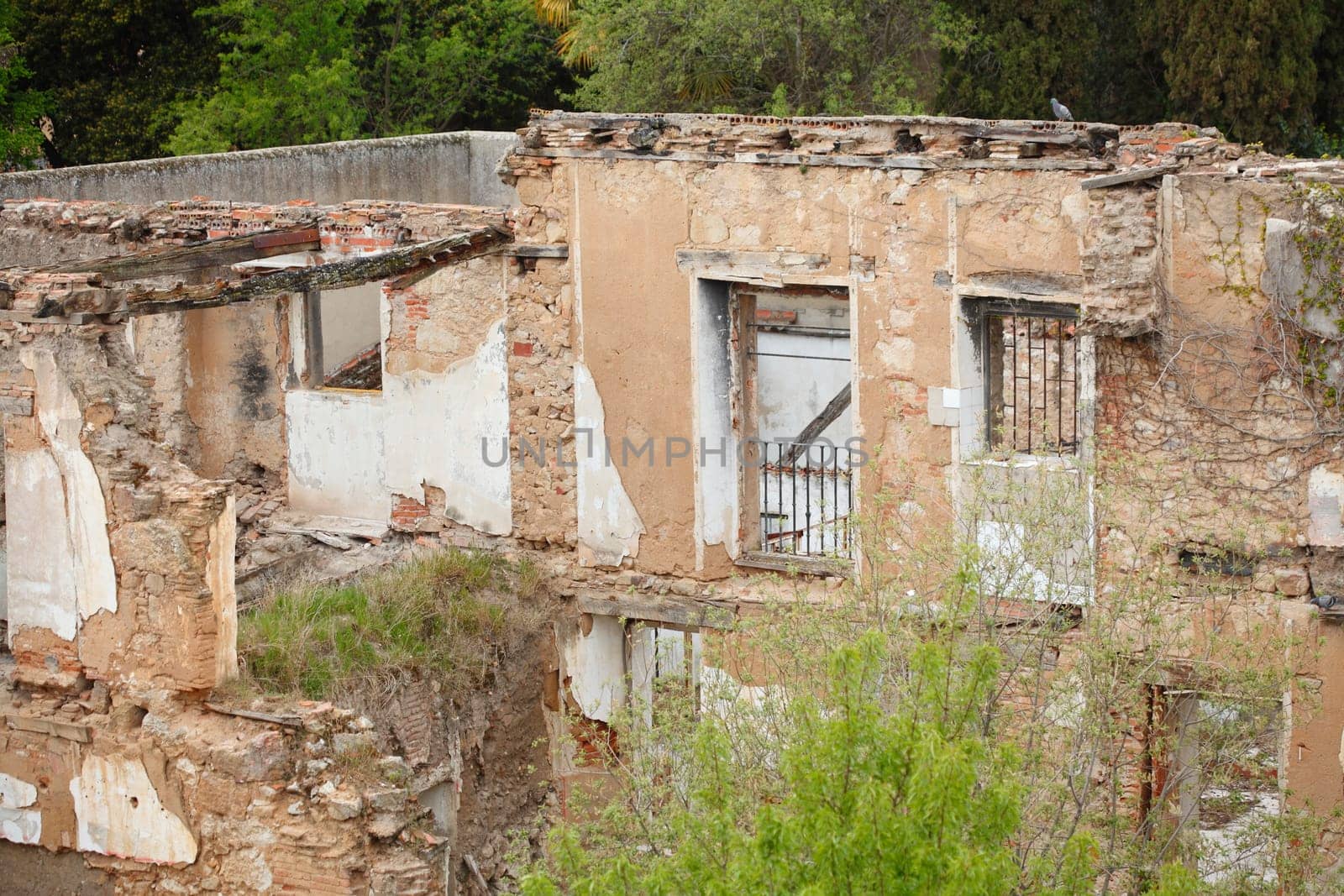 Remains of walls and debris of a demolished house, Salamanca, Castile and León, Spain