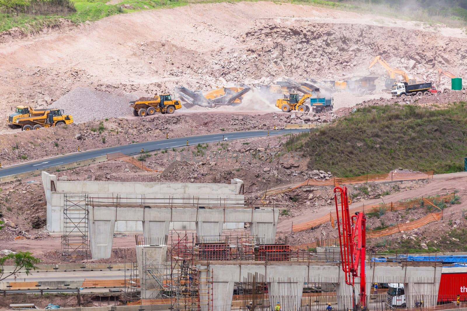 Industrial construction new road highway junction inter change projects  heavy earthworks.