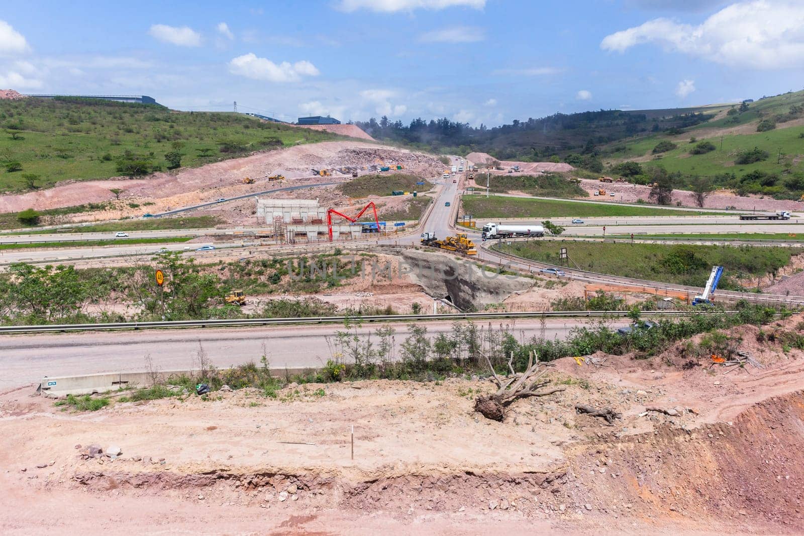 Industrial construction new road highway junction inter change projects  heavy earthworks.