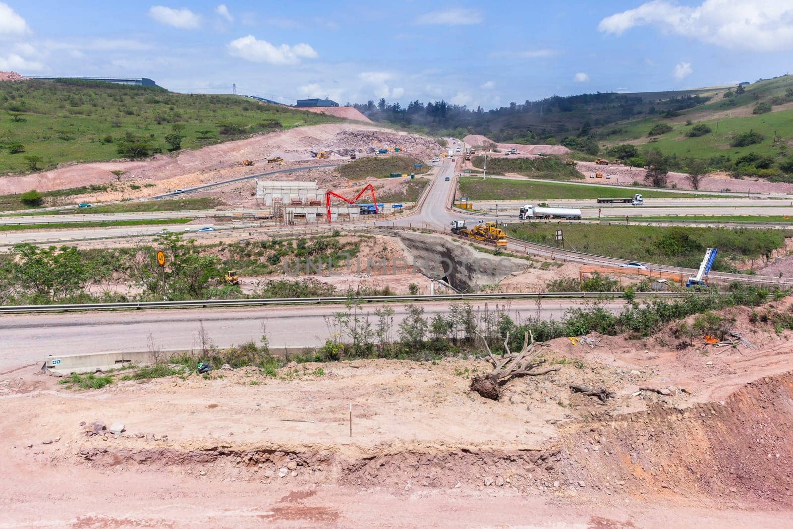 Industrial construction new road highway junction inter change projects  heavy earthworks.