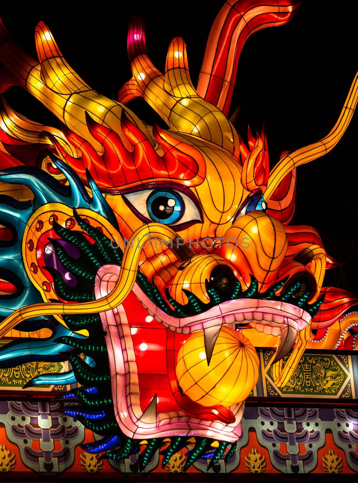 Face of an Asian dragon at a Chinese festival