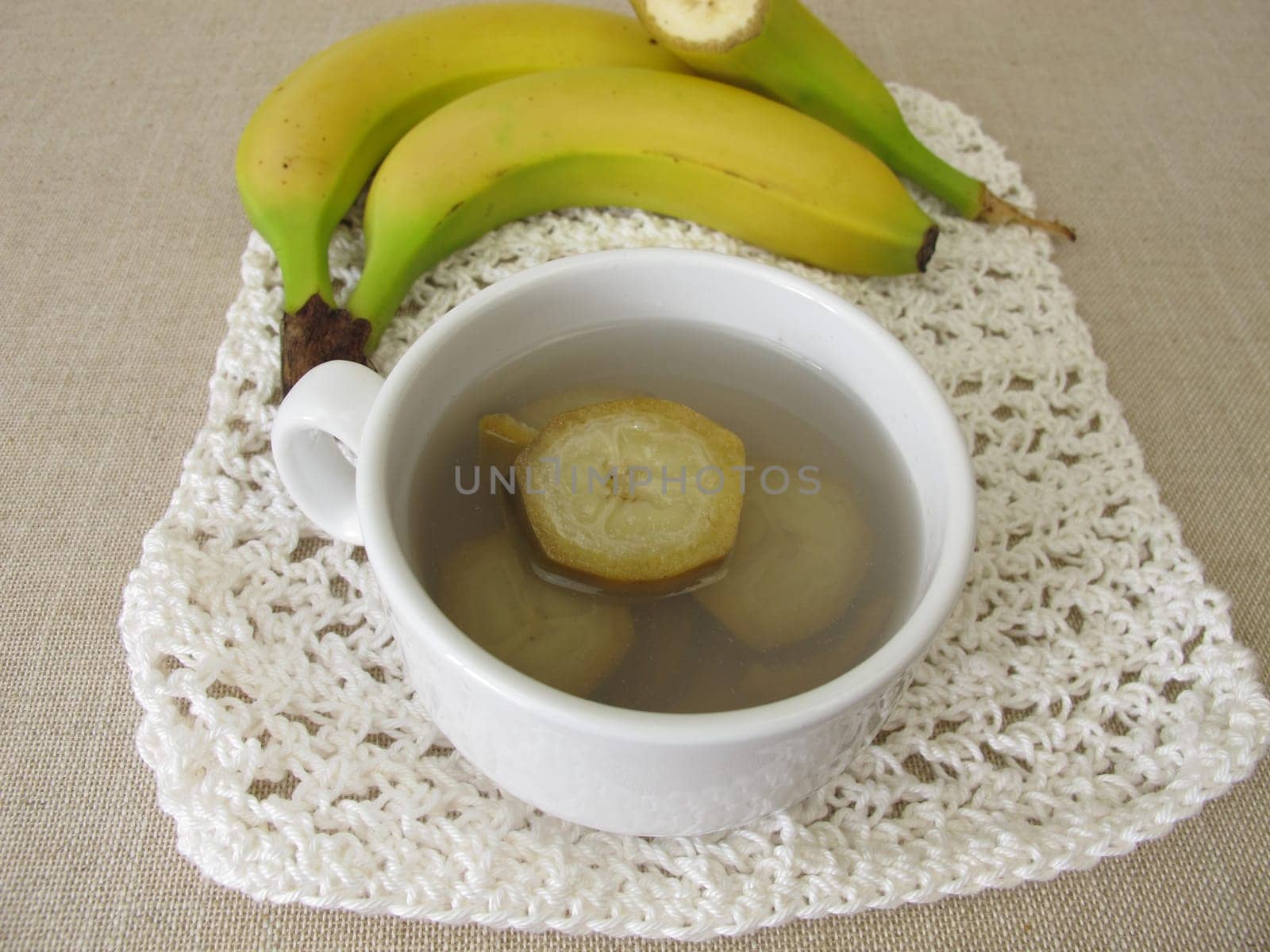 Banana peel tea, tea from organic bananas and banana peel