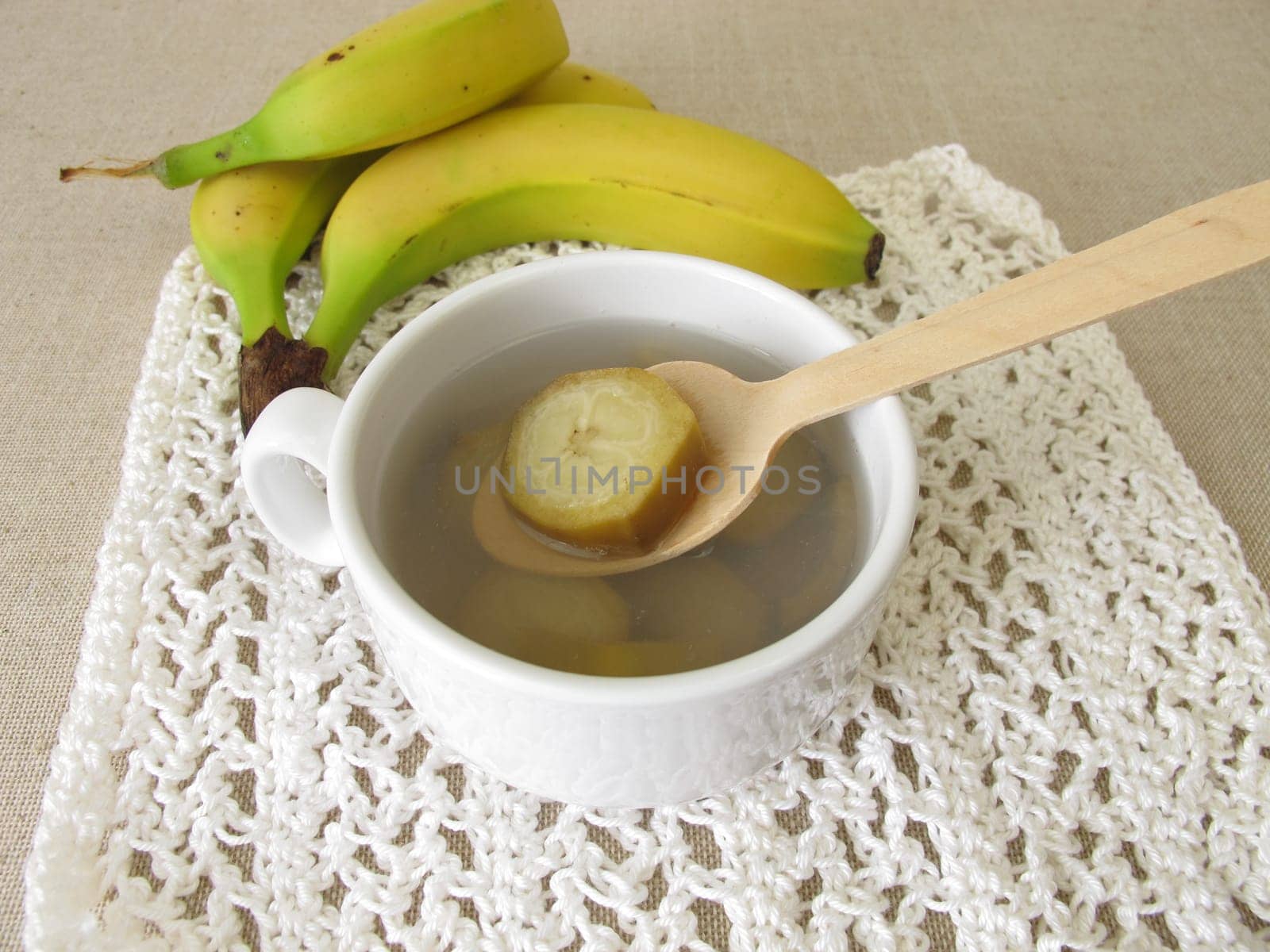 Banana peel tea, tea from organic bananas and banana peel