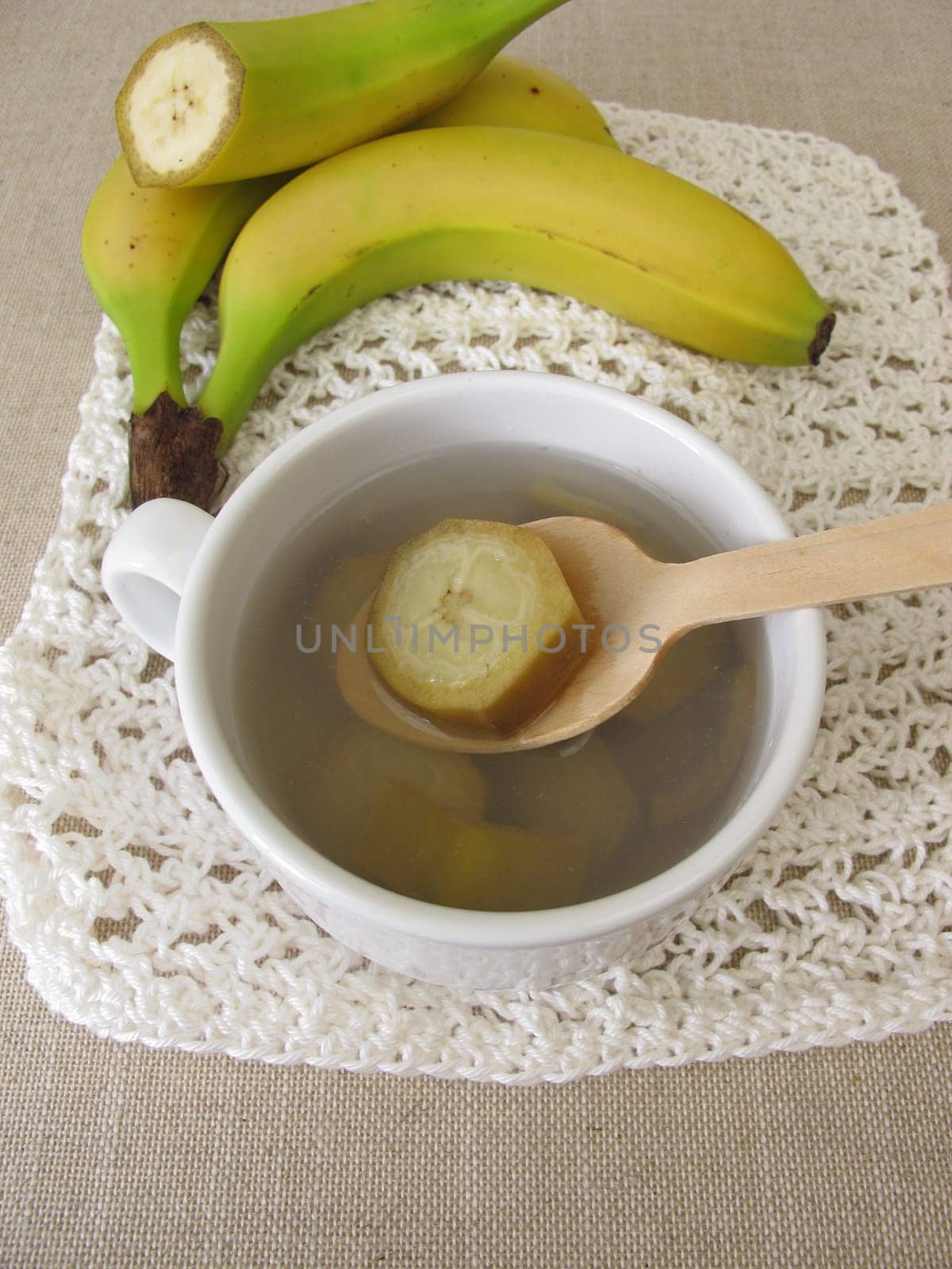 Banana peel tea, tea from organic bananas and banana peel