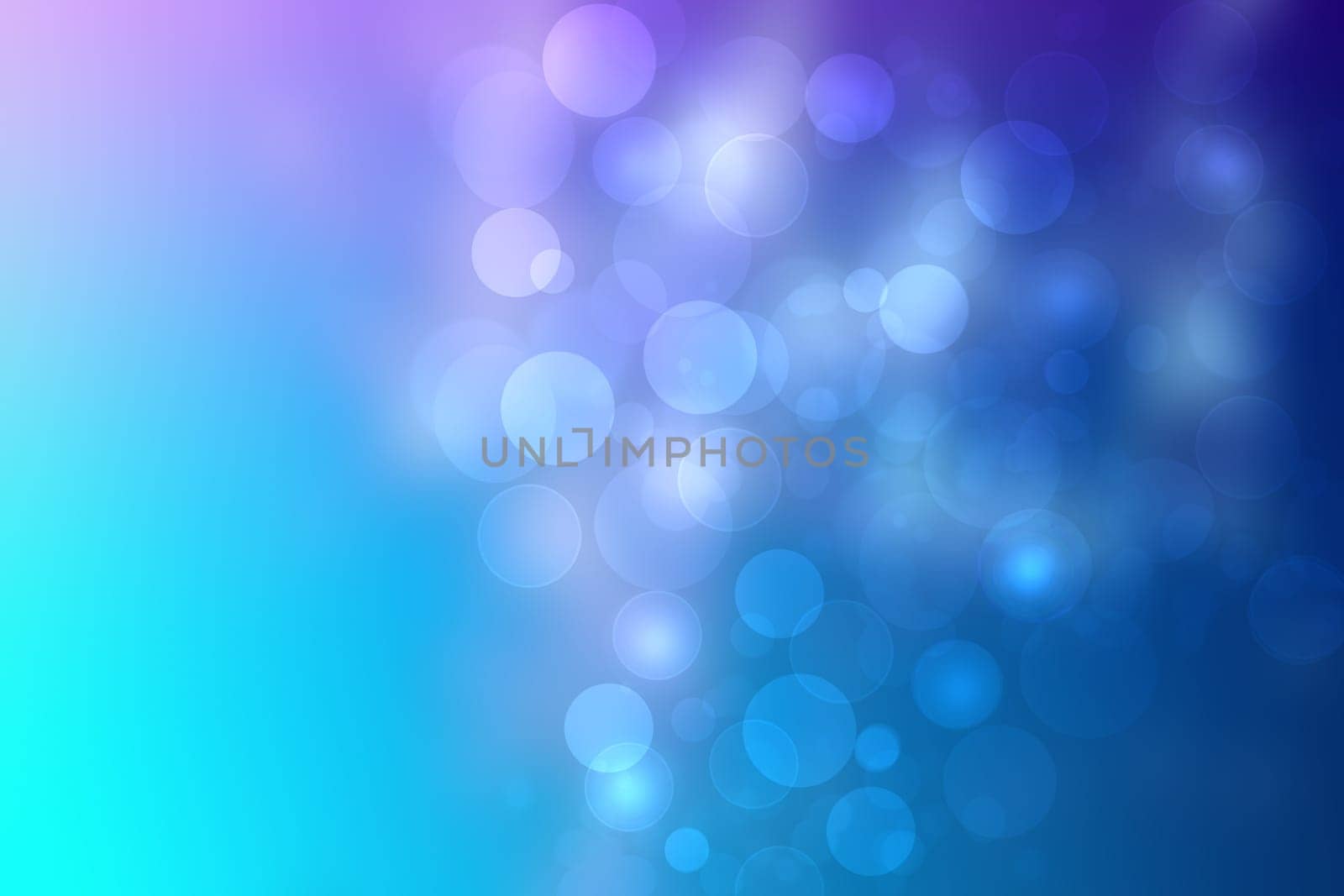 Abstract gradient blue turquoise shiny blurred background texture with circular bokeh lights. Beautiful backdrop. Space for design.