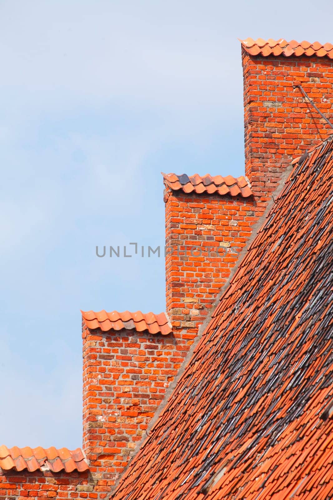 Red roof gable, roof, roof tile, Treppengiebel, Lübeck, Schleswig-Holstein, Germany, Europe