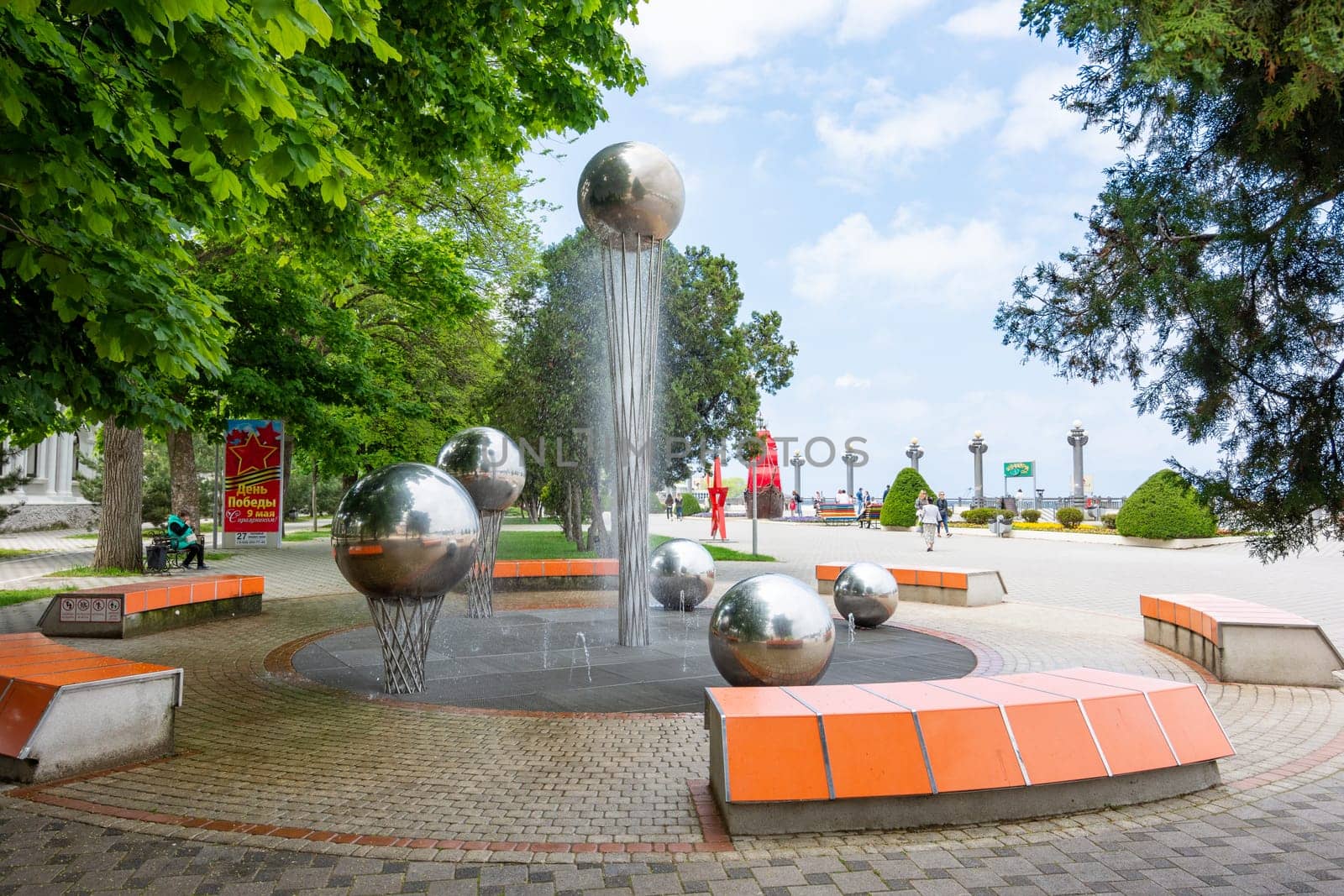 Anapa, Russia - May 13, 2019: Fountain "Pearl of Anapa"", installed on the central embankment of Anapa"