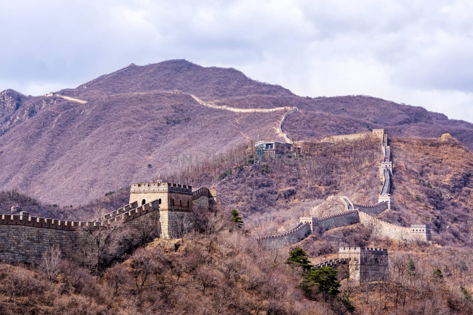 Great Wall of China, Mutianyu section near Beijing, panoramic view, autumn
