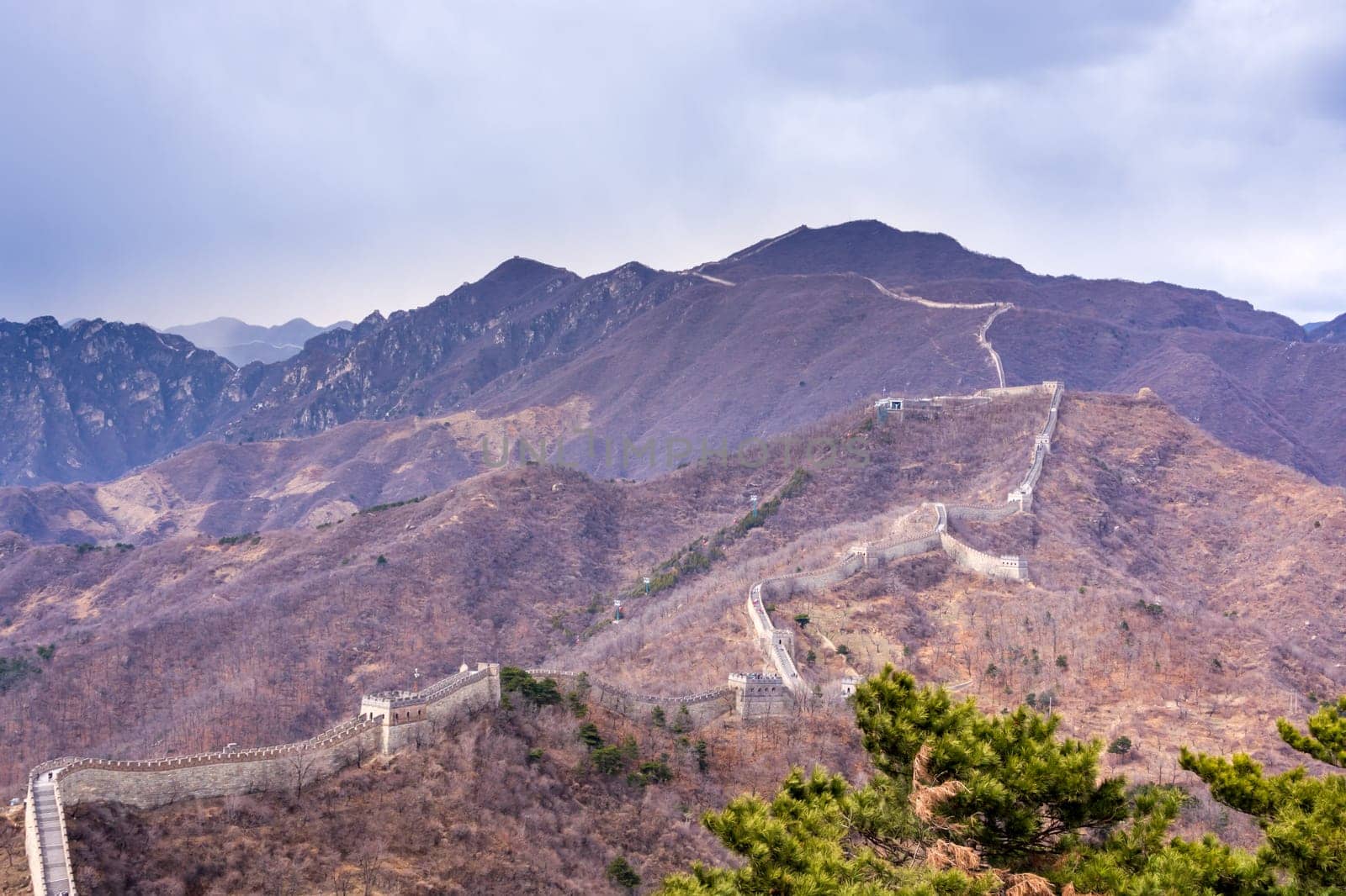 Great Wall of China, Mutianyu section near Beijing, panoramic view, autumn