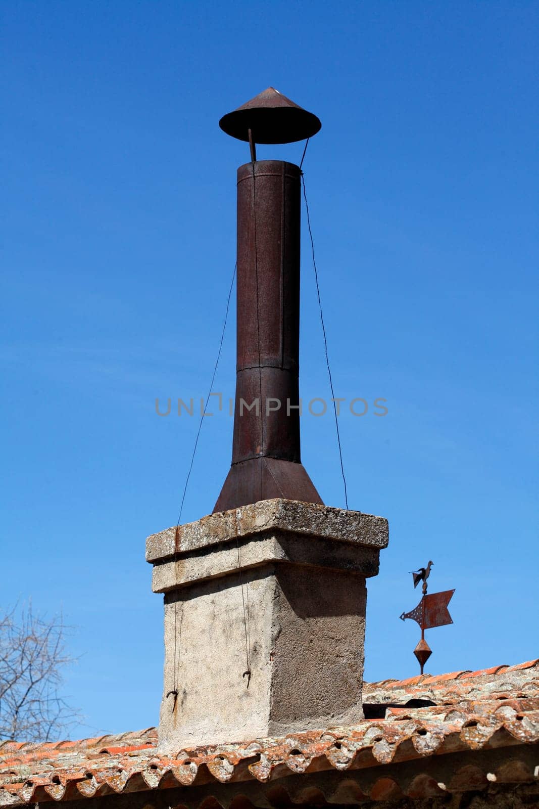 Old chimney, chimney-pipe, roof, all-city, Ávila, Castile and León, Spain