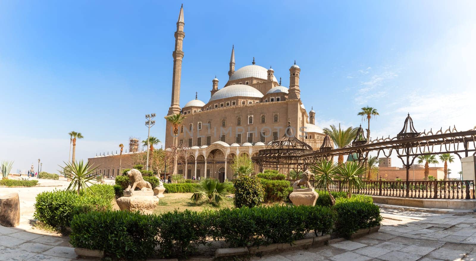 Alabaster Mosque in Cairo, beautiful yard view.