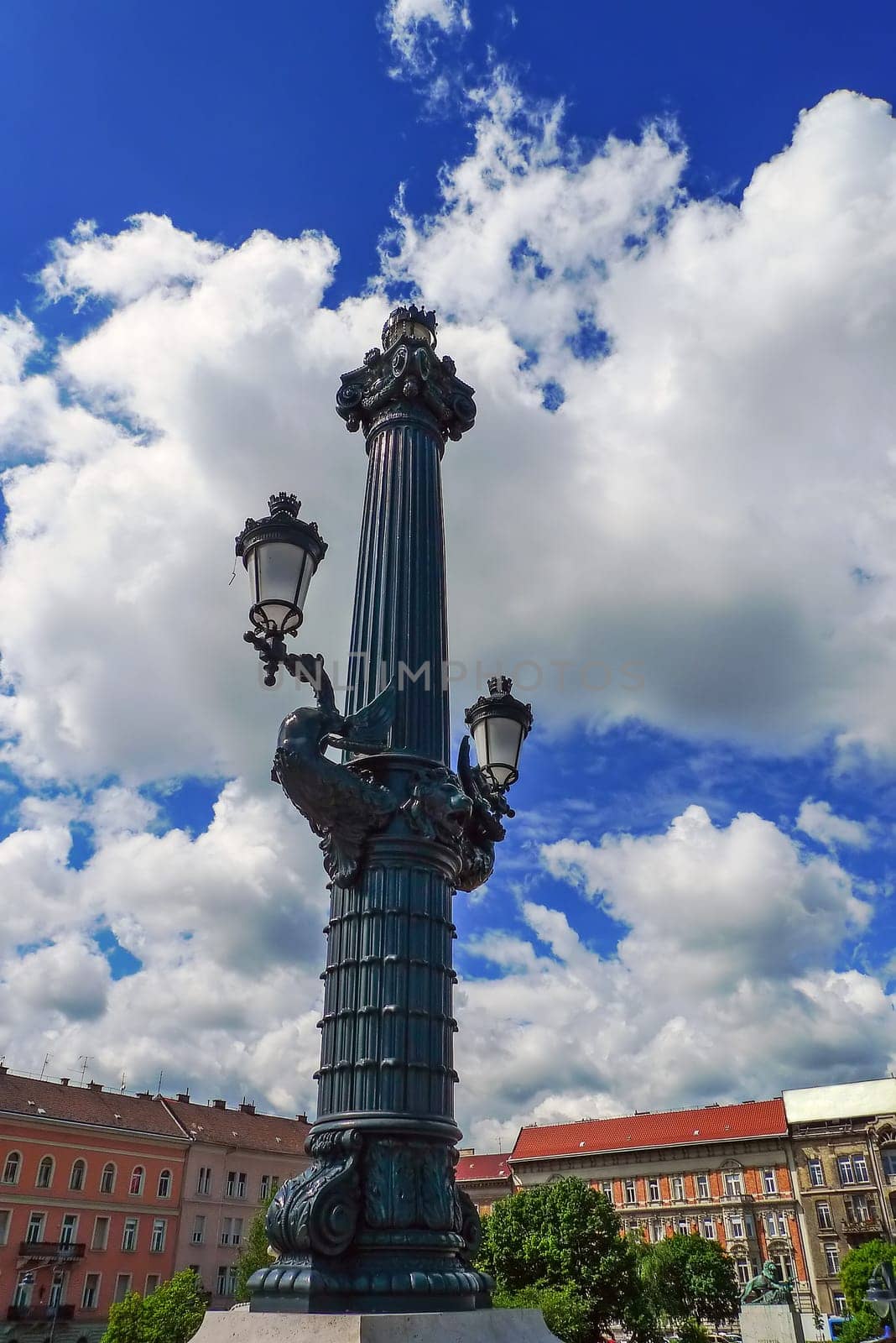 Lamps on Margaret Bridge in Budapest, Hungary