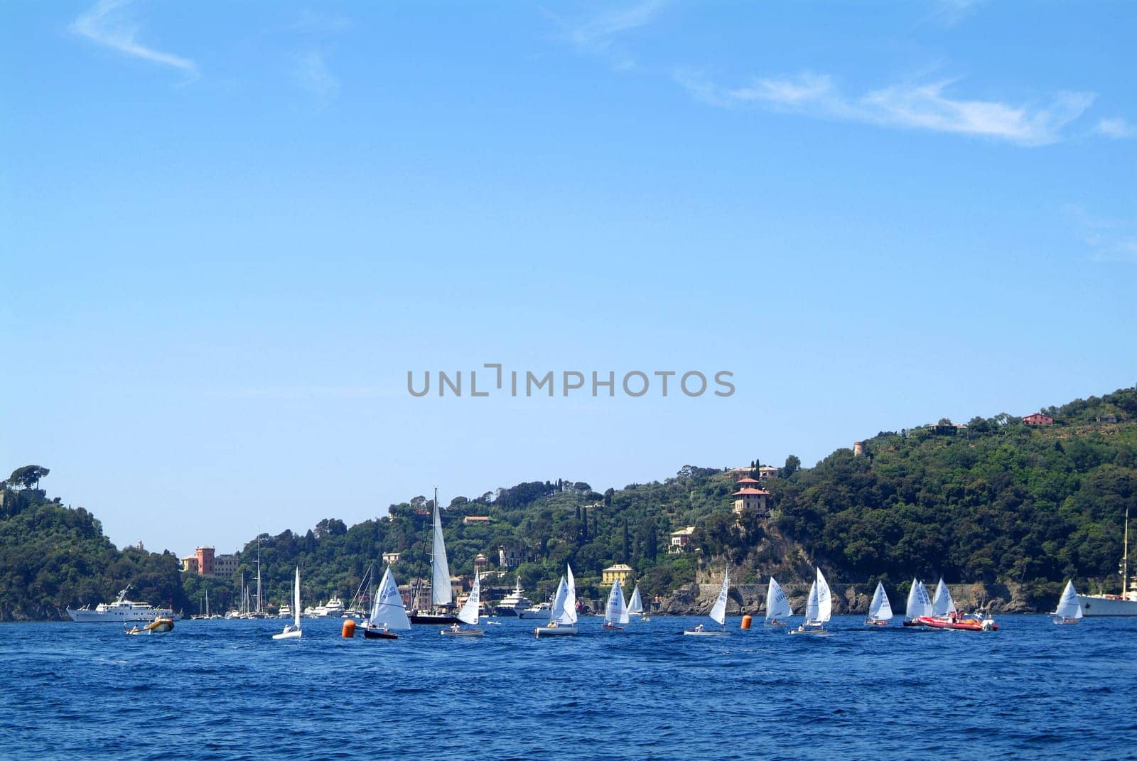 Portofino, Italy - May 1, 2006: the hulls of the boat return to Portofino after a race.