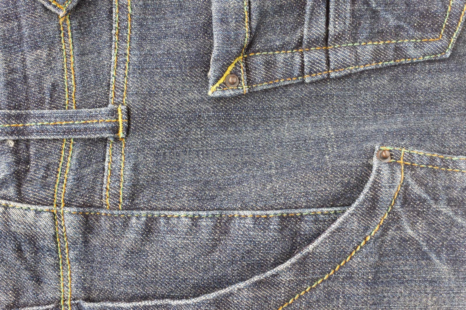 Side Dark Blue Jeans Pocket or Denim Pocket and Yellow Thread Background. Side Jeans Pocket or Denim Pocket and Yellow Thread Background for Apparel Design