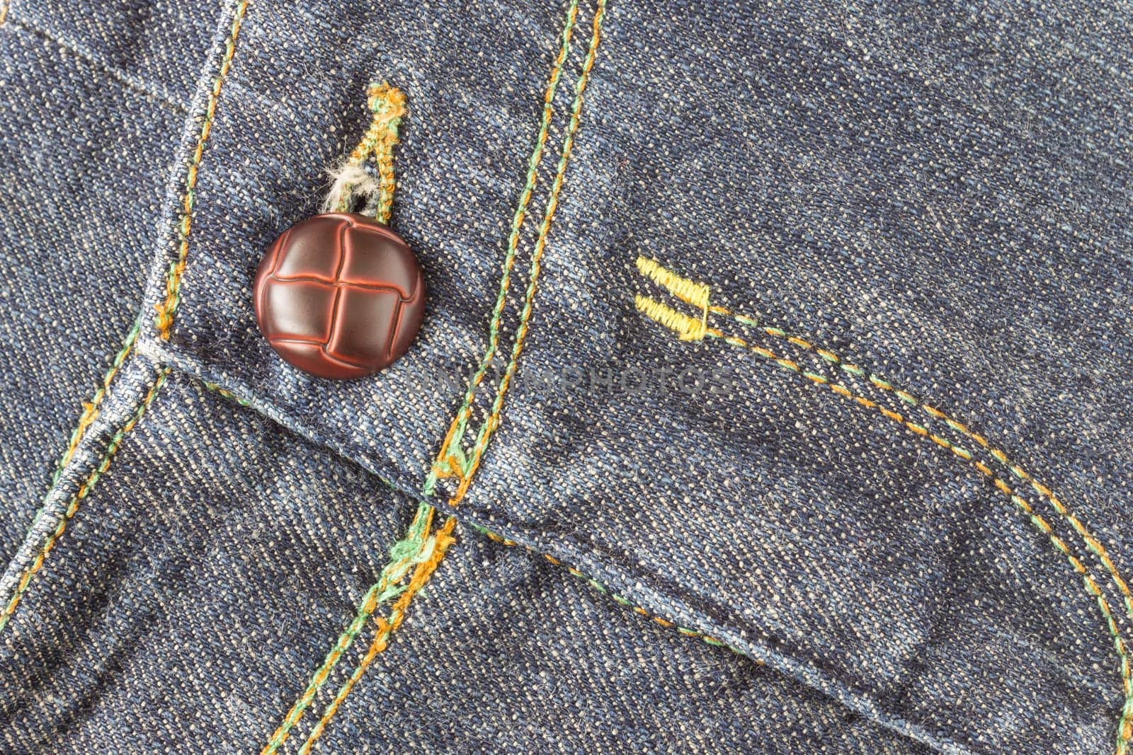 Crotch Jeans Texture Background and Brown Button. Crotch Jeans Background and Brown Button for Apparel Design