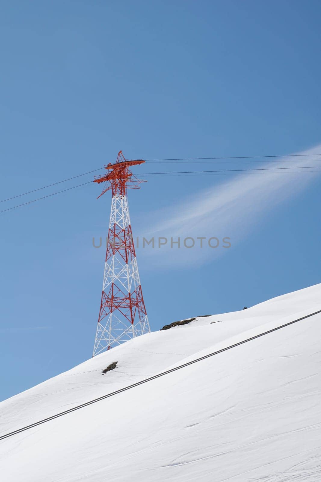 Pylon of the glacier railway at the Kitzsteinhorn