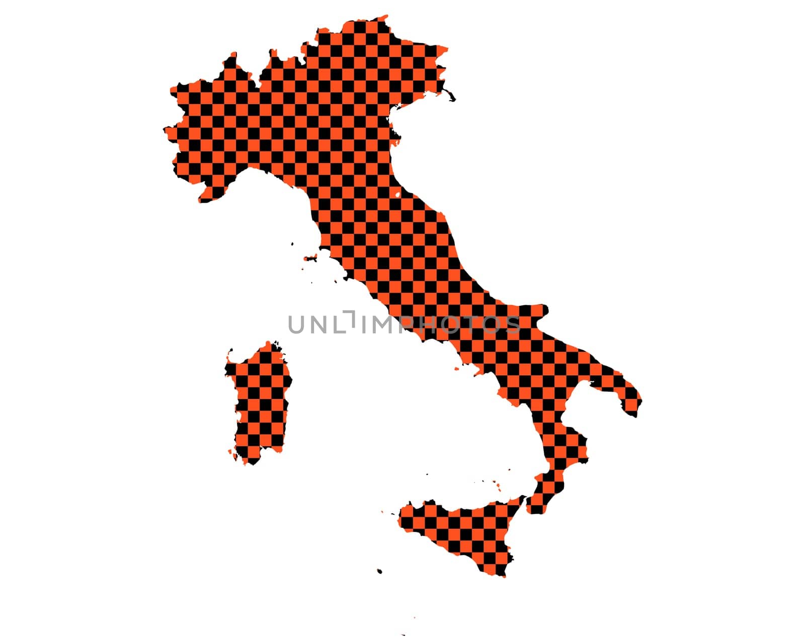 Map of Italy in checkerboard pattern