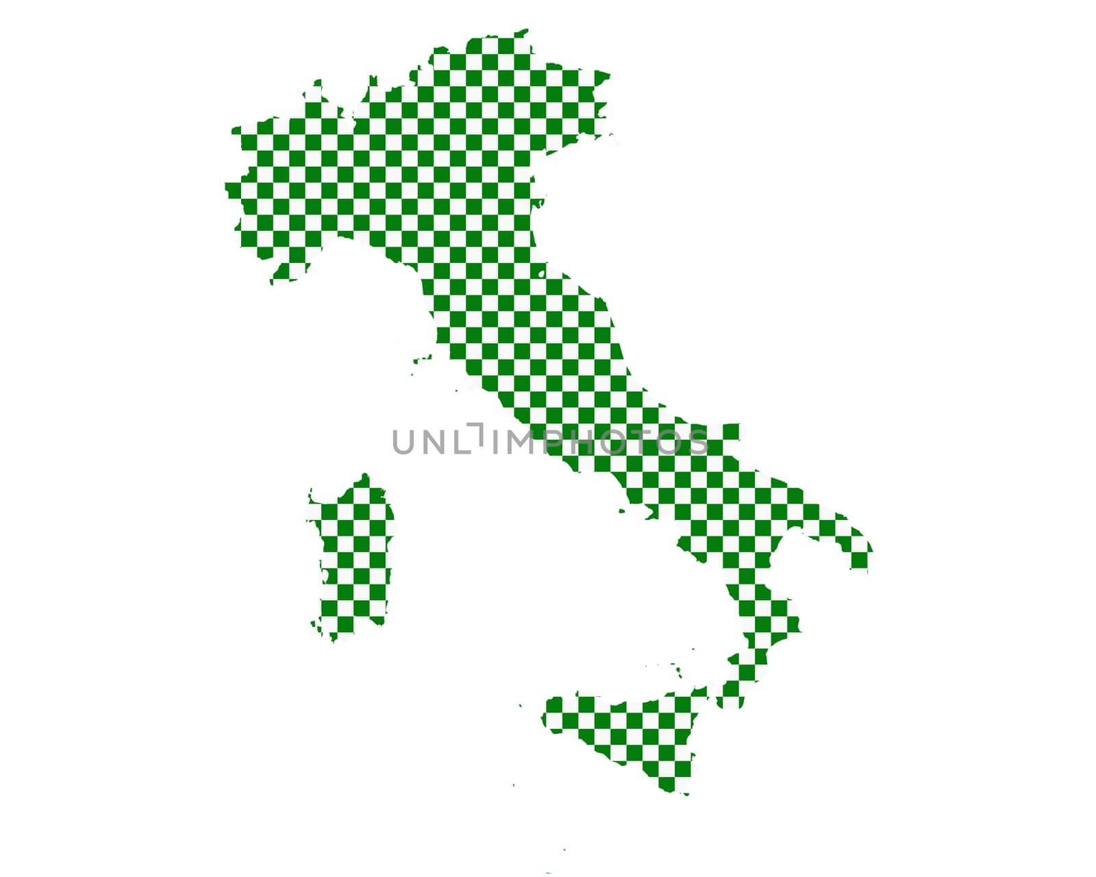 Map of Italy in checkerboard pattern