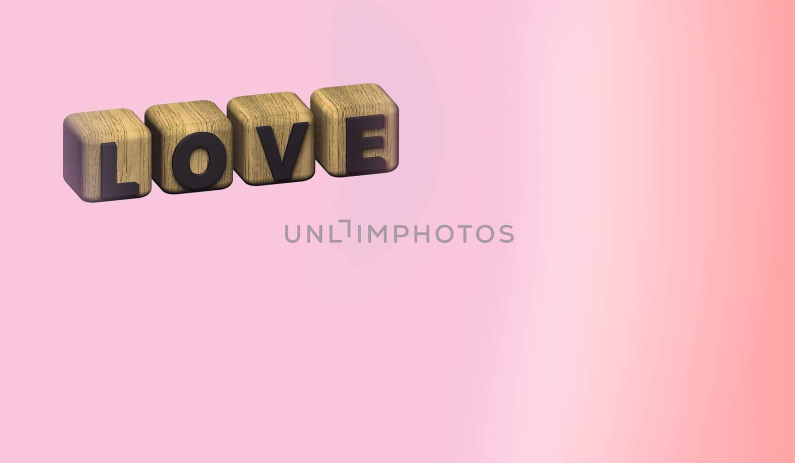 Love  text on a wood cubes , Concept Valentine