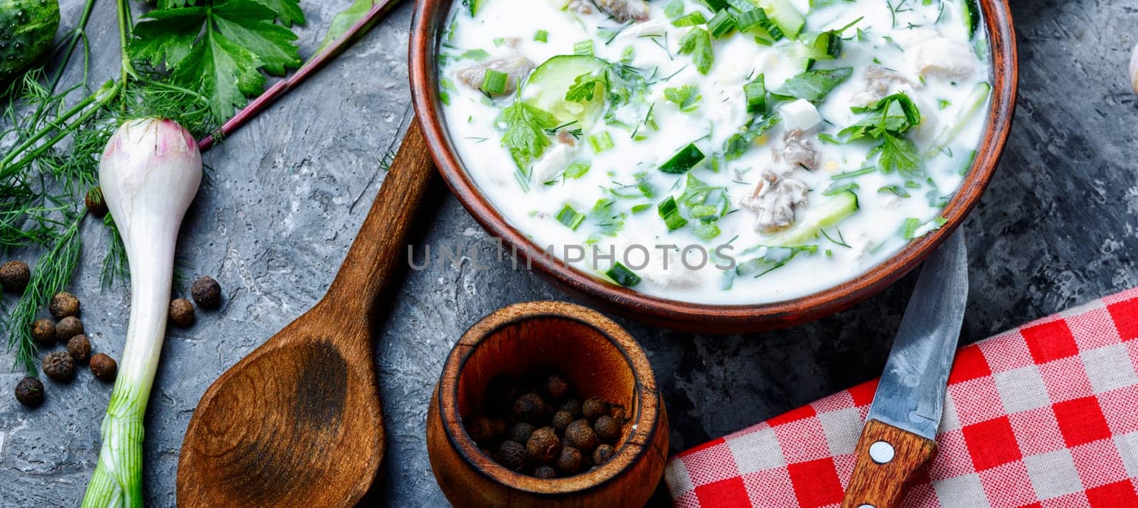 Okroshka is a traditional dish of national Russian cuisine