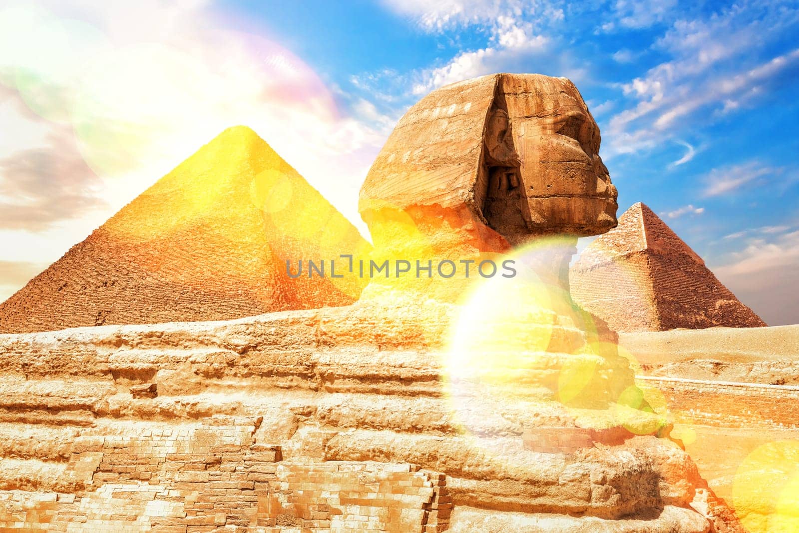 The Great Sphinx of Giza in the sun rays, Egypt