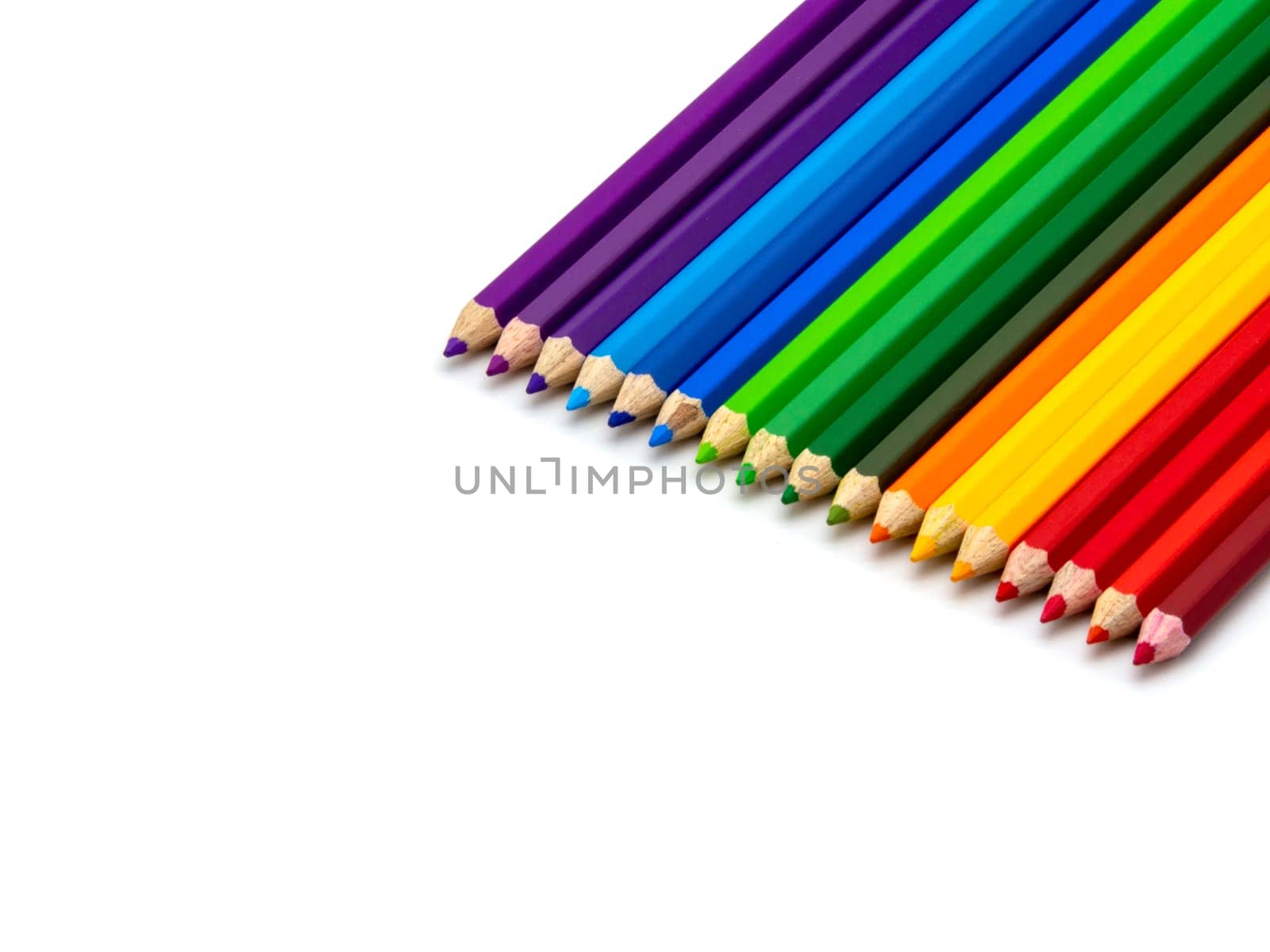 Color pencils isolated on white background with copy space for insert text.