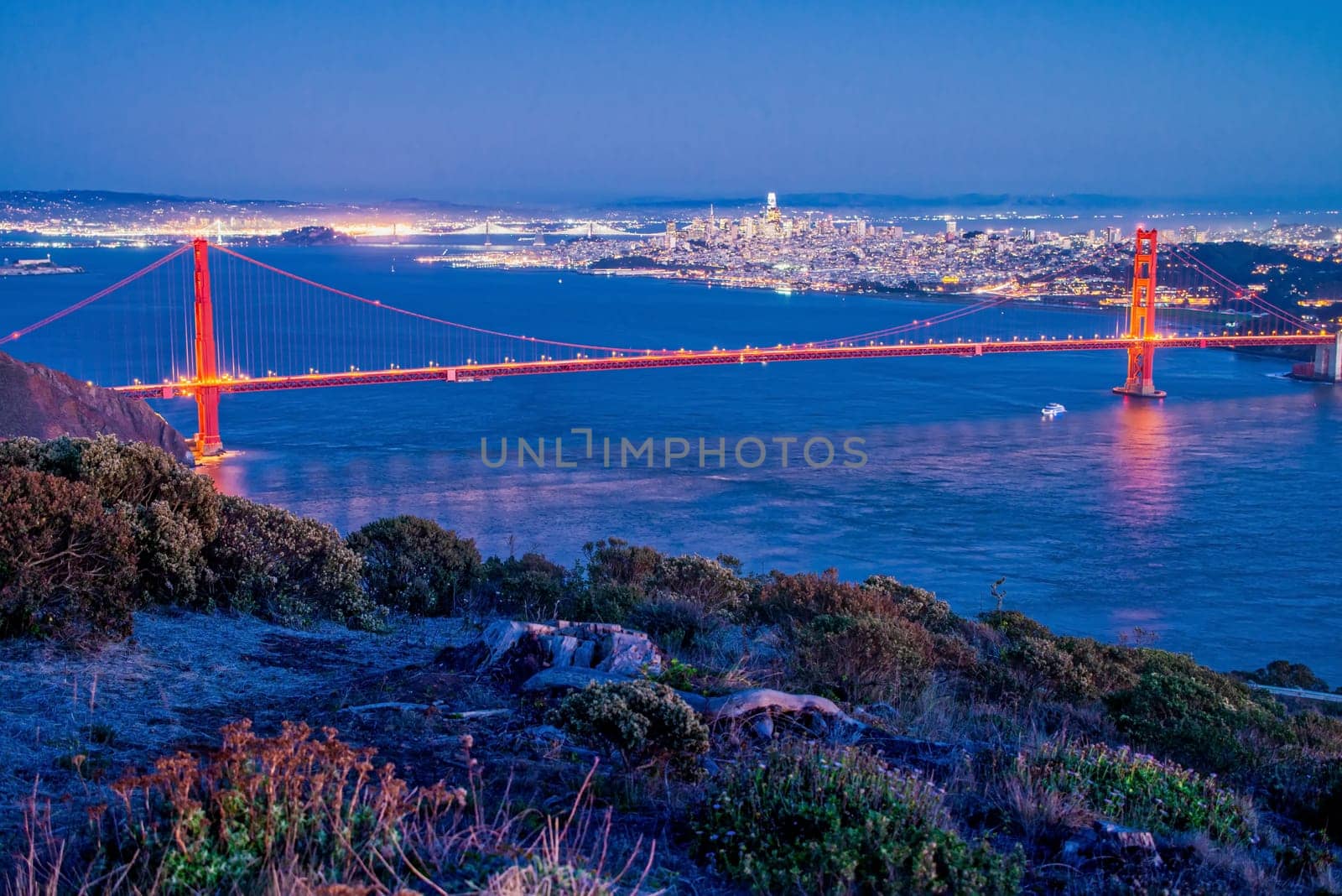 San Francisco Golden Gate Bridge and City Skyline Over the Bay