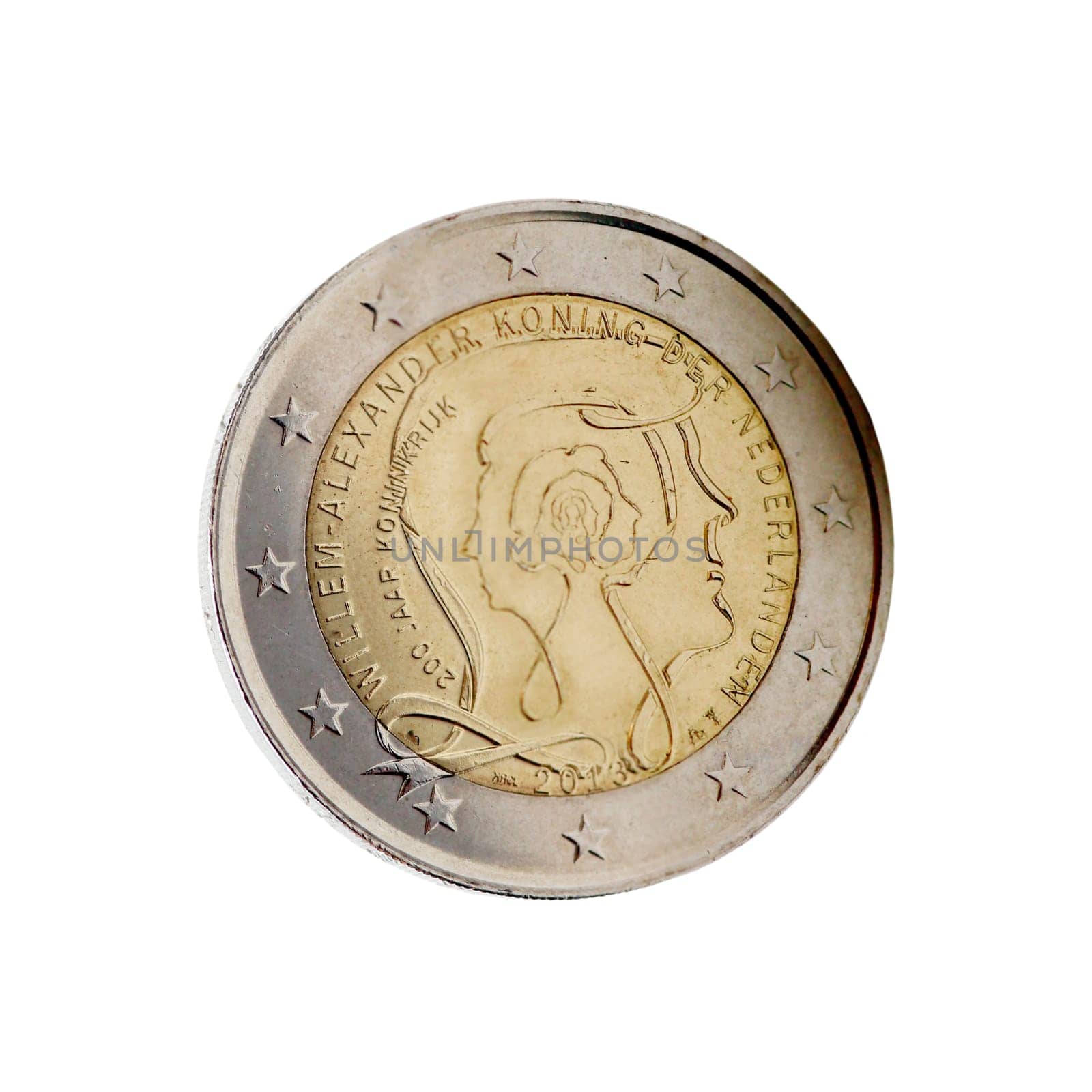 Dutch 2 euro coin with King Willem-Alexander