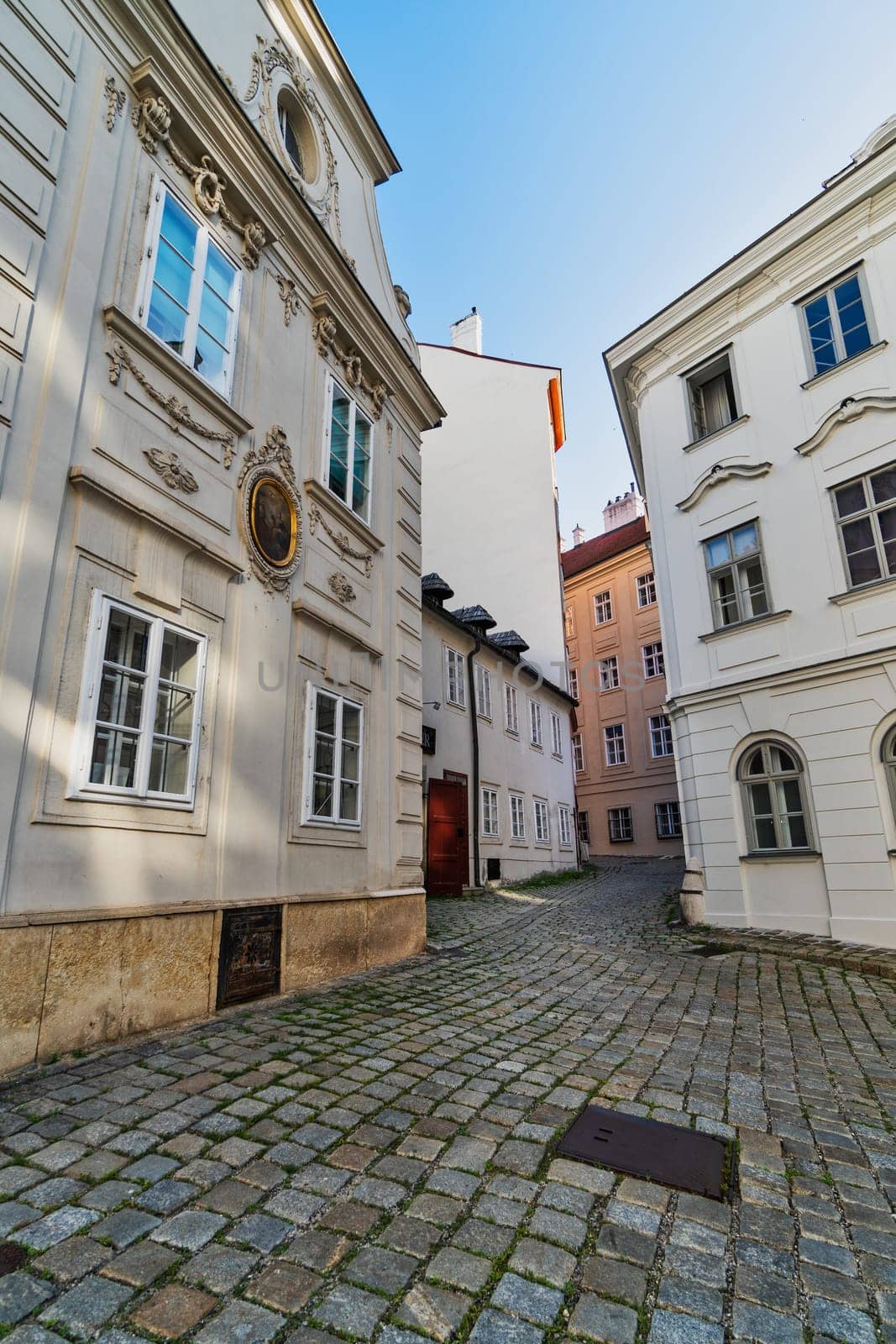 Old Vienna, historic city with houses and cobblestone street